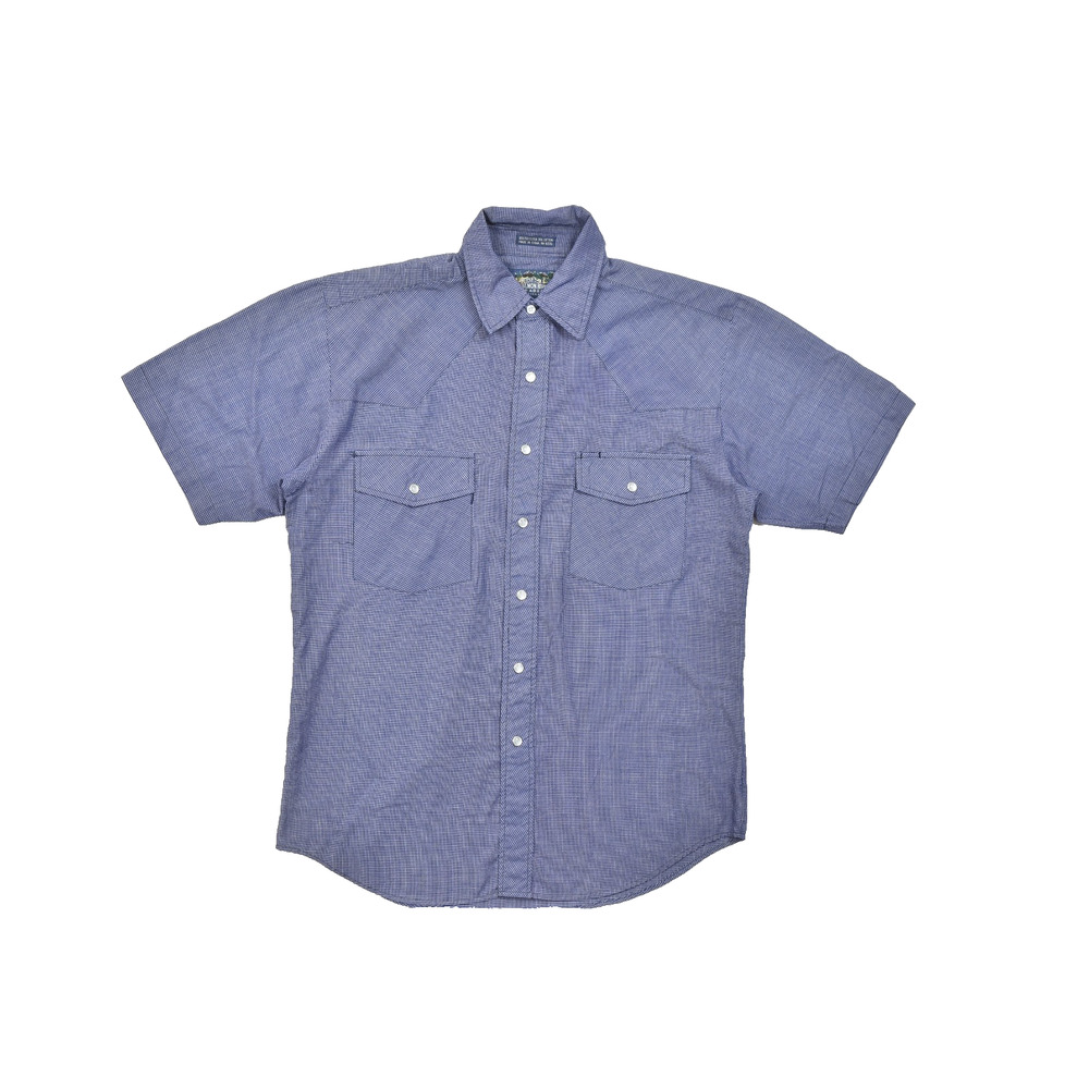 Salmon River Traders Western Wear Shirt Mens Medium Blue Plaid Pearl Snap Size M